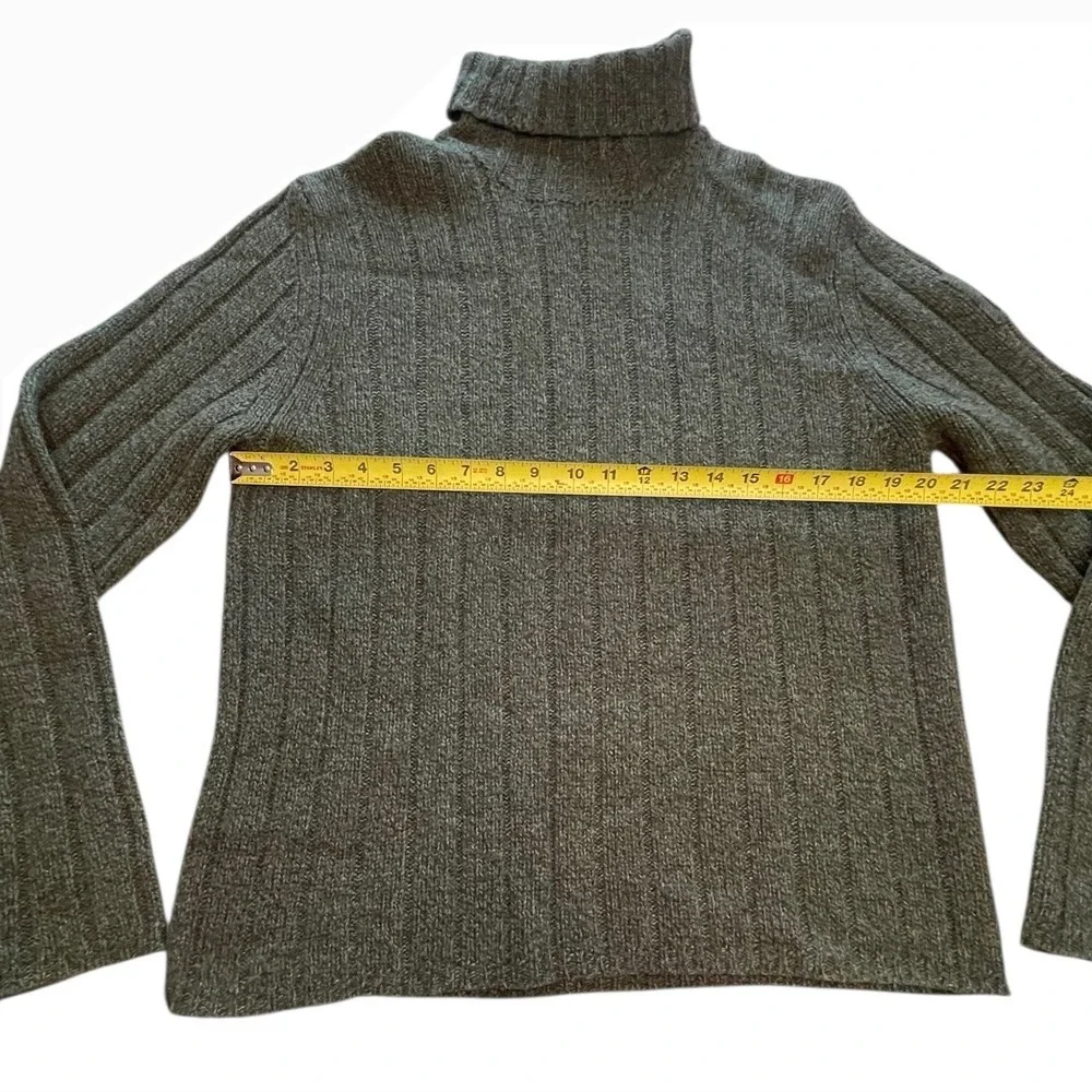 Vintage Abercrombie Fitch Mens Green Ribbed Turtleneck Sweater XL Lambswool